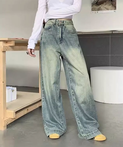 Mayree（メイリー）の「【Mayree】ウォッシュ ワイド デニムパンツ（デニムパンツ・レディース・ブルー・SMALL/MEDIUM/LARGE）」の6枚目の写真