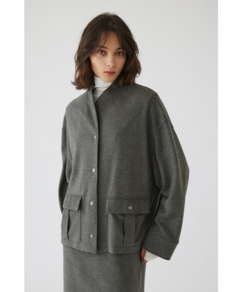 RIM.ARK（リムアーク）の「Soft felt oversized JK ソフトフェルトオーバーサイズジャケット（ブルゾン・レディース・グレー/ブルー/ライトブラック・FREE）」の4枚目の写真