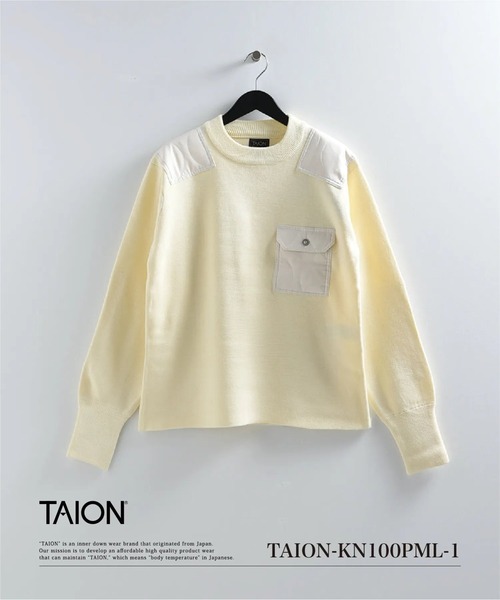 TAION(タイオン)の「【TAION(タイオン)】〈ユニセックス〉ノンダウンミリタリー クルーネック ニット(ニット/セーター・メンズ・ブラウン系その他5/ダークオリーブ/オフホワイト/ブラック/ダークネイビー/チャコールグレー/ダークグリーン系/チョコ・XL/L/M/S/XS/2XL/3XL)」の2枚目の写真