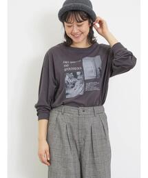 Samansa Mos2 | ネコ転写プリントカットソー(Tシャツ/カットソー)