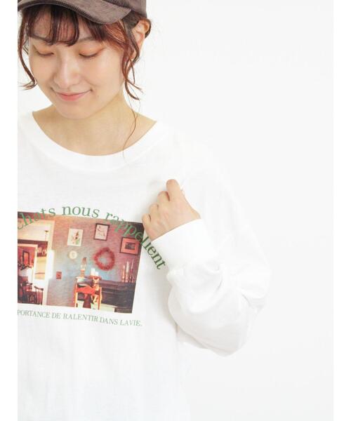 Samansa Mos2（サマンサ モスモス）の「ネコ転写プリントカットソー（Tシャツ/カットソー・レディース・オフホワイト/チャコールグレー/グレー・F）」の9枚目の写真