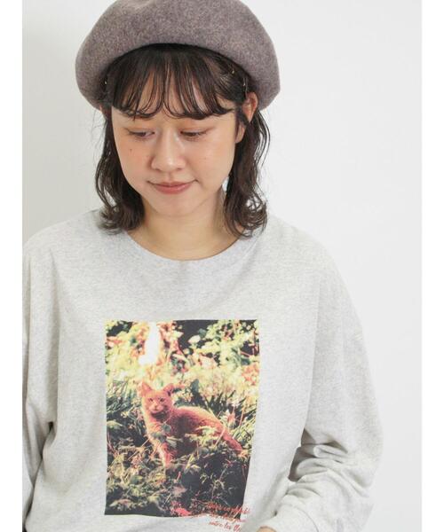 Samansa Mos2（サマンサ モスモス）の「ネコ転写プリントカットソー（Tシャツ/カットソー・レディース・オフホワイト/チャコールグレー/グレー・F）」の17枚目の写真