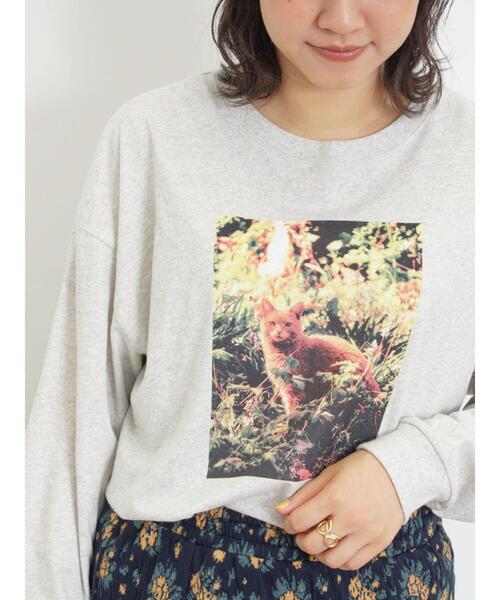 Samansa Mos2（サマンサ モスモス）の「ネコ転写プリントカットソー（Tシャツ/カットソー・レディース・オフホワイト/チャコールグレー/グレー・F）」の18枚目の写真