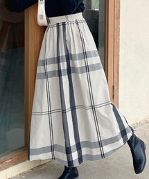 大柄チェックロングスカート