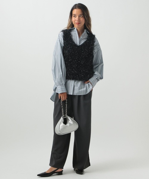 BAYFLOW（ベイフロー）の「[新色を加えて登場!!]ショートラメファーベスト（ベスト・レディース・アイボリー/ブラック/グレイッシュベージュ・FREE）」の18枚目の写真