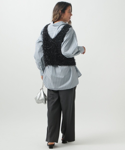 BAYFLOW（ベイフロー）の「[新色を加えて登場!!]ショートラメファーベスト（ベスト・レディース・アイボリー/ブラック/グレイッシュベージュ・FREE）」の21枚目の写真