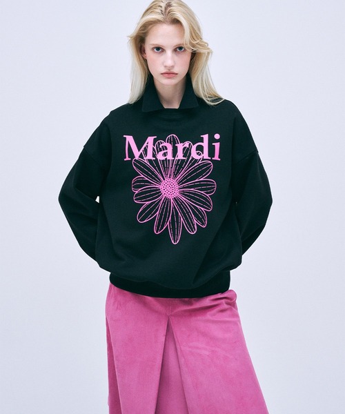 Mardi Mercredi 花柄プリントSWEATSHIRT FLOWER Mardi Mercredi Sweatshirt Flowermardi Blossom Oatmeal Black