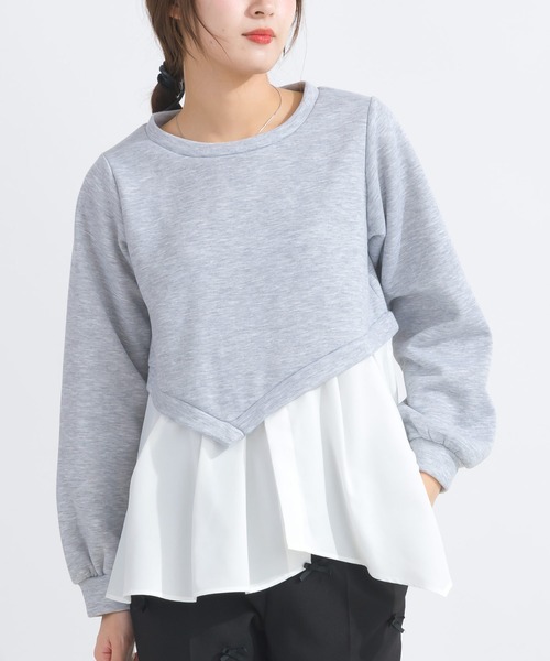 PICCIN（ピッチン）の「【WEB限定】レイヤード風プルオーバー（スウェット・レディース・ライトグレー/ブラック/オフホワイト・M/L）」の3枚目の写真