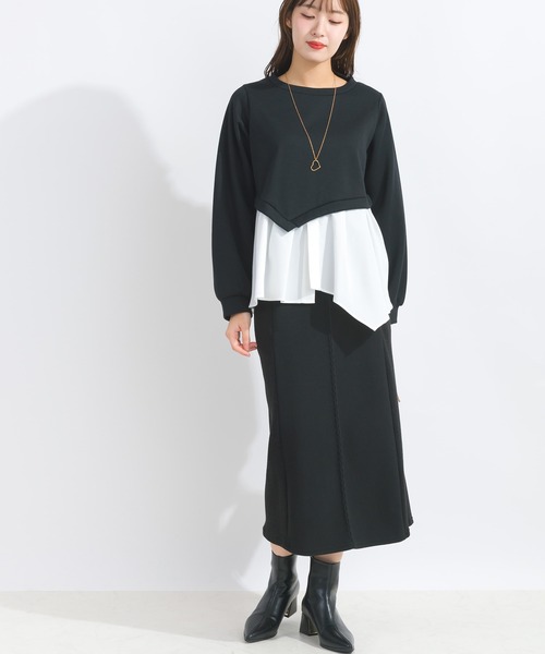 PICCIN（ピッチン）の「【WEB限定】レイヤード風プルオーバー（スウェット・レディース・ライトグレー/ブラック/オフホワイト・M/L）」の15枚目の写真