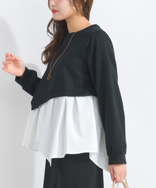 PICCIN（ピッチン）の「【WEB限定】レイヤード風プルオーバー（スウェット・レディース・ライトグレー/ブラック/オフホワイト・M/L）」の14枚目の写真