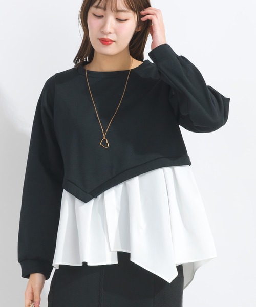 PICCIN（ピッチン）の「【WEB限定】レイヤード風プルオーバー（スウェット・レディース・ライトグレー/ブラック/オフホワイト・M/L）」の11枚目の写真