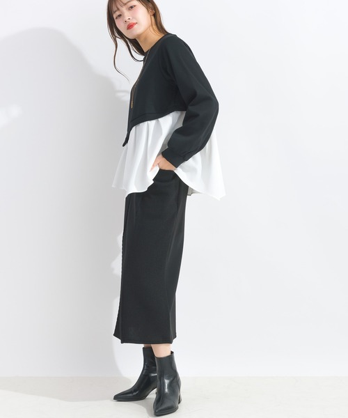 PICCIN（ピッチン）の「【WEB限定】レイヤード風プルオーバー（スウェット・レディース・ライトグレー/ブラック/オフホワイト・M/L）」の16枚目の写真