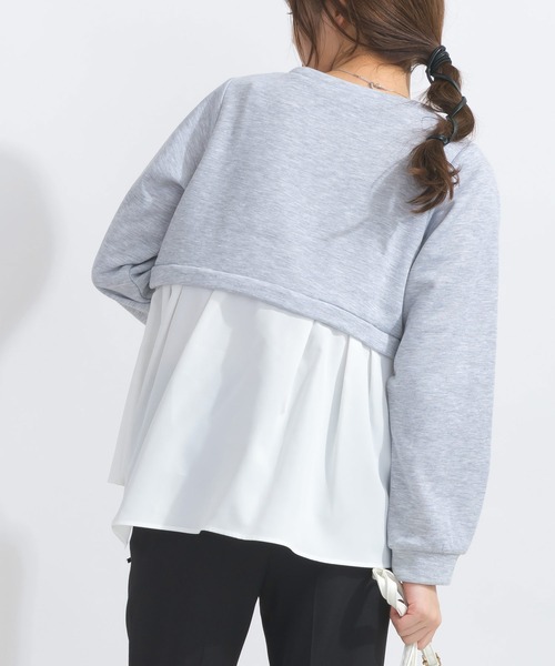 PICCIN（ピッチン）の「【WEB限定】レイヤード風プルオーバー（スウェット・レディース・ライトグレー/ブラック/オフホワイト・M/L）」の22枚目の写真