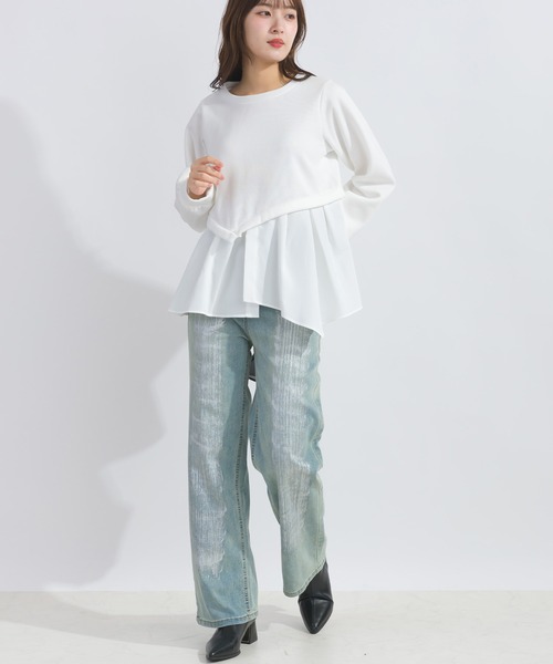 PICCIN（ピッチン）の「【WEB限定】レイヤード風プルオーバー（スウェット・レディース・ライトグレー/ブラック/オフホワイト・M/L）」の8枚目の写真