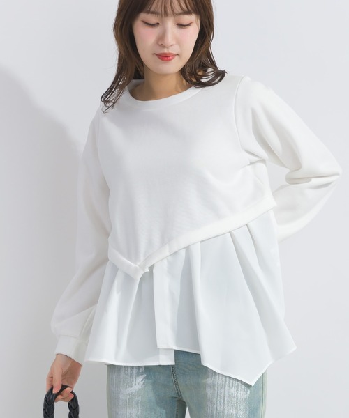 PICCIN（ピッチン）の「【WEB限定】レイヤード風プルオーバー（スウェット・レディース・ライトグレー/ブラック/オフホワイト・M/L）」の7枚目の写真