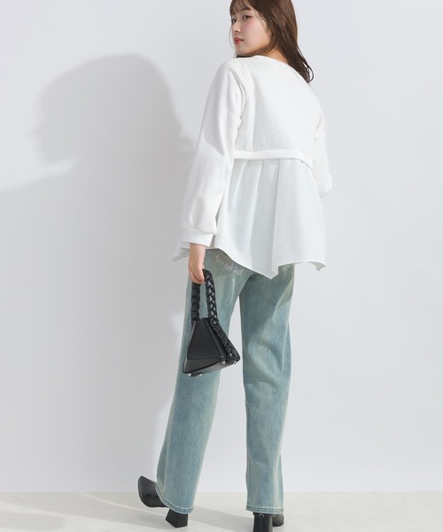 PICCIN（ピッチン）の「【WEB限定】レイヤード風プルオーバー（スウェット・レディース・ライトグレー/ブラック/オフホワイト・M/L）」の10枚目の写真