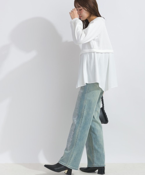 PICCIN（ピッチン）の「【WEB限定】レイヤード風プルオーバー（スウェット・レディース・ライトグレー/ブラック/オフホワイト・M/L）」の9枚目の写真