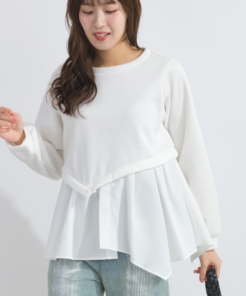 PICCIN（ピッチン）の「【WEB限定】レイヤード風プルオーバー（スウェット・レディース・ライトグレー/ブラック/オフホワイト・M/L）」の4枚目の写真