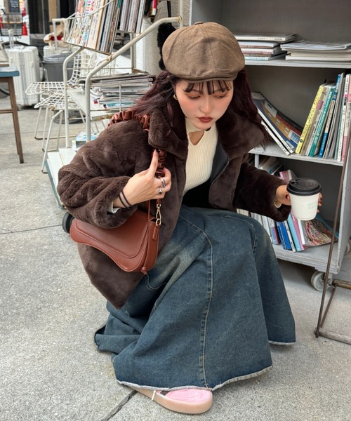 efill（エフィル）の「フェイク ファージャケット ファーコート（ブルゾン・レディース・ブラウン/カーキ・FREE）」の12枚目の写真