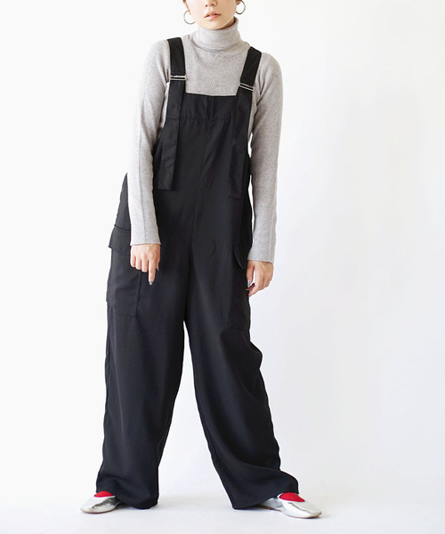 e-zakkamania stores(イーザッカマニアストアーズ)の「フルーエントカルゼ オールインワン(サロペット/オーバーオール・レディース・ブラック/カーキ・M)」の2枚目の写真