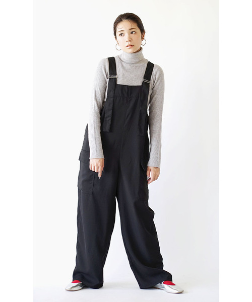 e-zakkamania stores(イーザッカマニアストアーズ)の「フルーエントカルゼ オールインワン(サロペット/オーバーオール・レディース・ブラック/カーキ・M)」の5枚目の写真
