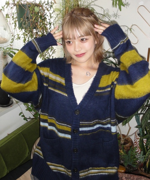 shesame(シーセム)の「mulch border cardigan(カーディガン/ボレロ・レディース・ネイビー/グレー・MEDIUM/LARGE)」の6枚目の写真