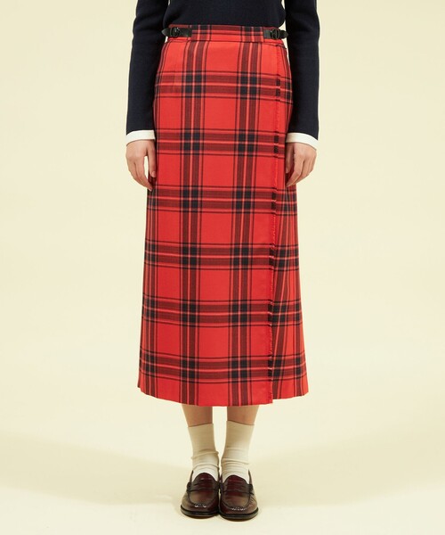 MACKINTOSH PHILOSOPHY（ﾏｯｷﾝﾄｯｼｭ ﾌｨﾛｿﾌｨｰ）の「タータンチェックキルトスカート（スカート・レディース・レッド/ネイビー・36/38）」の8枚目の写真