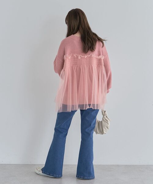 Green　Parks（グリーンパークス）の「・ANDSEARCH チュールレイヤードニット（ニット/セーター・レディース・ライトグレー/ピンク/チャコールグレー・FREE）」の16枚目の写真