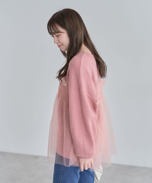 Green　Parks（グリーンパークス）の「・ANDSEARCH チュールレイヤードニット（ニット/セーター・レディース・ライトグレー/ピンク/チャコールグレー・FREE）」の18枚目の写真