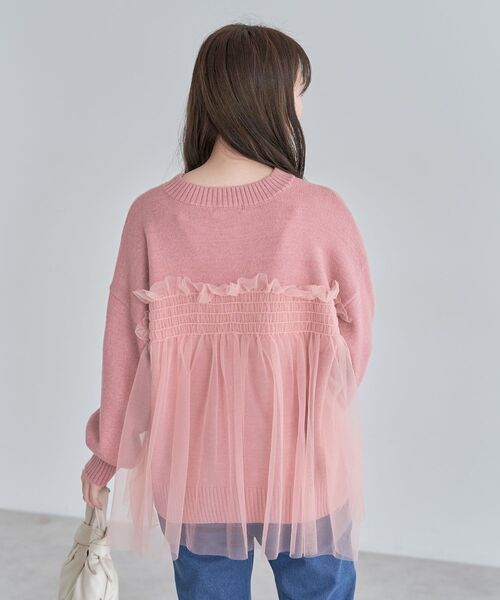 Green　Parks（グリーンパークス）の「・ANDSEARCH チュールレイヤードニット（ニット/セーター・レディース・ライトグレー/ピンク/チャコールグレー・FREE）」の19枚目の写真