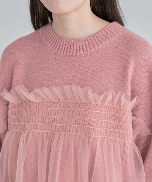 Green　Parks（グリーンパークス）の「・ANDSEARCH チュールレイヤードニット（ニット/セーター・レディース・ライトグレー/ピンク/チャコールグレー・FREE）」の20枚目の写真