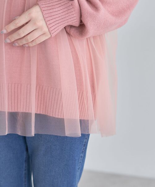 Green　Parks（グリーンパークス）の「・ANDSEARCH チュールレイヤードニット（ニット/セーター・レディース・ライトグレー/ピンク/チャコールグレー・FREE）」の22枚目の写真