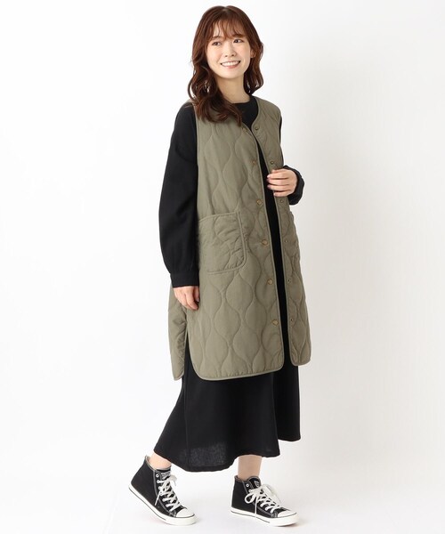 one'sterrace（ワンズテラス）の「キルティングロングベスト（その他アウター・レディース・ベージュ系8/カーキ系5/ブラック系8・02）」の19枚目の写真