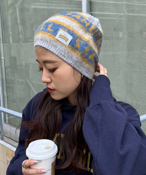 HELLO.SANFRANCISCO（ハローサンフランシスコ）の「【HELLO.SANFRANCISCO】ロゴジャガードニットビーニー（ハット・レディース・レッド/ブラック/グレー・ONE SIZE）」の5枚目の写真