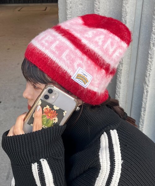 HELLO.SANFRANCISCO（ハローサンフランシスコ）の「【HELLO.SANFRANCISCO】ロゴジャガードニットビーニー（ハット・レディース・レッド/ブラック/グレー・ONE SIZE）」の10枚目の写真