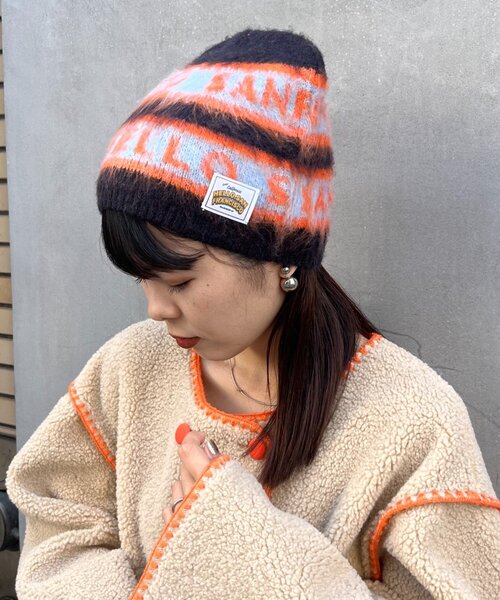 HELLO.SANFRANCISCO（ハローサンフランシスコ）の「【HELLO.SANFRANCISCO】ロゴジャガードニットビーニー（ハット・レディース・レッド/ブラック/グレー・ONE SIZE）」の11枚目の写真