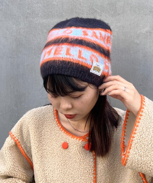 HELLO.SANFRANCISCO（ハローサンフランシスコ）の「【HELLO.SANFRANCISCO】ロゴジャガードニットビーニー（ハット・レディース・レッド/ブラック/グレー・ONE SIZE）」の12枚目の写真
