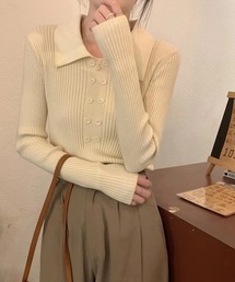 ダブルボタンポロニットプルオーバー