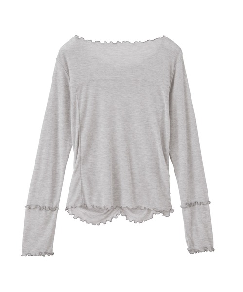 RANAN(ラナン)の「大人可愛い春の万能アイテム。シャーリングシアーメロウトップス(長袖)(Tシャツ/カットソー・レディース・ホワイト/イエロー/グレー/ブラック・M/L/LL)」の9枚目の写真