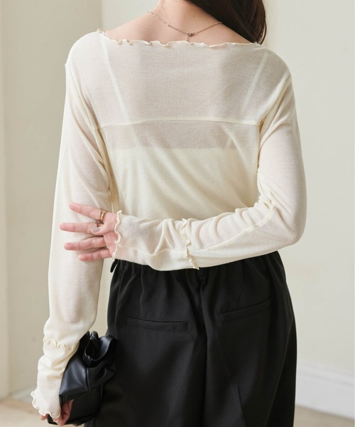 RANAN(ラナン)の「大人可愛い春の万能アイテム。シャーリングシアーメロウトップス(長袖)(Tシャツ/カットソー・レディース・ホワイト/イエロー/グレー/ブラック・M/L/LL)」の15枚目の写真