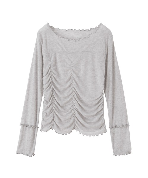 RANAN(ラナン)の「大人可愛い春の万能アイテム。シャーリングシアーメロウトップス(長袖)(Tシャツ/カットソー・レディース・ホワイト/イエロー/グレー/ブラック・M/L/LL)」の8枚目の写真