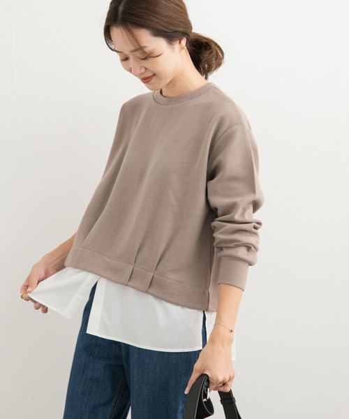 URBAN RESEARCH DOORS（アーバンリサーチドアーズ）の「裾レイヤードプルオーバー（Tシャツ/カットソー・レディース・ネイビー/モカ・MEDIUM）」の3枚目の写真