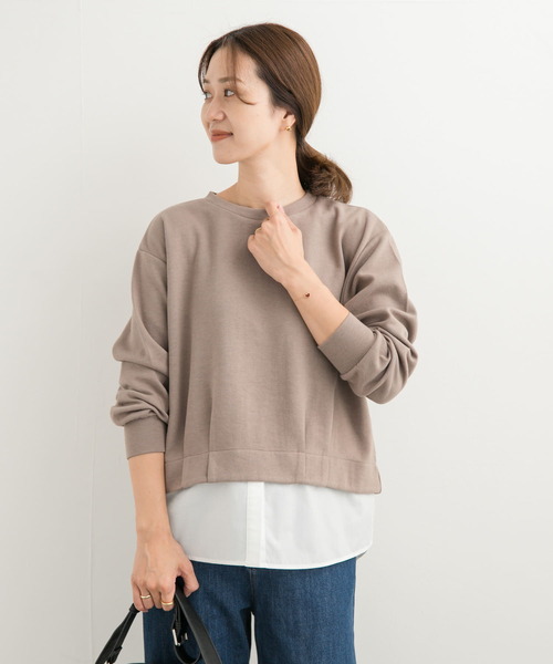 URBAN RESEARCH DOORS（アーバンリサーチドアーズ）の「裾レイヤードプルオーバー（Tシャツ/カットソー・レディース・ネイビー/モカ・MEDIUM）」の6枚目の写真