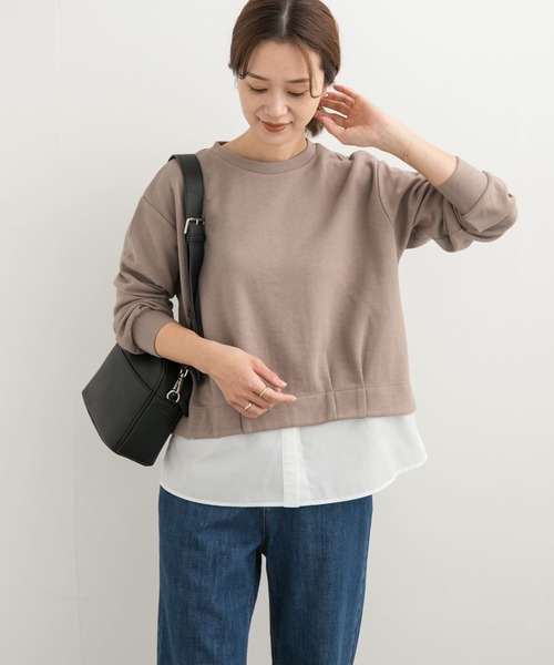 URBAN RESEARCH DOORS（アーバンリサーチドアーズ）の「裾レイヤードプルオーバー（Tシャツ/カットソー・レディース・ネイビー/モカ・MEDIUM）」の8枚目の写真