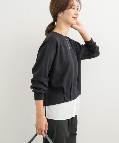 URBAN RESEARCH DOORS（アーバンリサーチドアーズ）の「裾レイヤードプルオーバー（Tシャツ/カットソー・レディース・ネイビー/モカ・MEDIUM）」の18枚目の写真