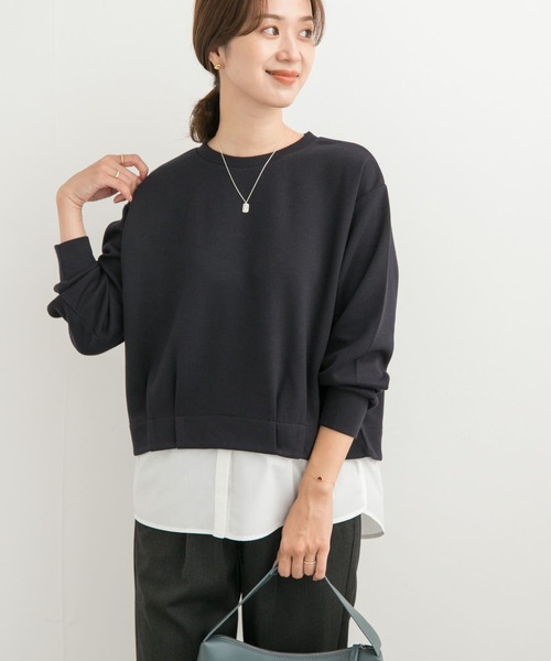 URBAN RESEARCH DOORS（アーバンリサーチドアーズ）の「裾レイヤードプルオーバー（Tシャツ/カットソー・レディース・ネイビー/モカ・MEDIUM）」の19枚目の写真