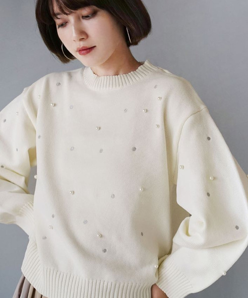 zootie（ズーティー）の「ビジュードットニット（ニット/セーター・レディース・アイボリー/ブラック・M）」の15枚目の写真