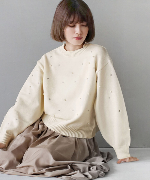 zootie（ズーティー）の「ビジュードットニット（ニット/セーター・レディース・アイボリー/ブラック・M）」の16枚目の写真