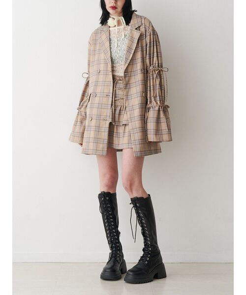 jouetie（ジュエティ）の「レースアップティアードミニスカパン【セットアップ対応】卒業式 入学式（スカート・レディース・ピンク/グレー/ネイビー/ブラック/ベージュ・MEDIUM）」の12枚目の写真