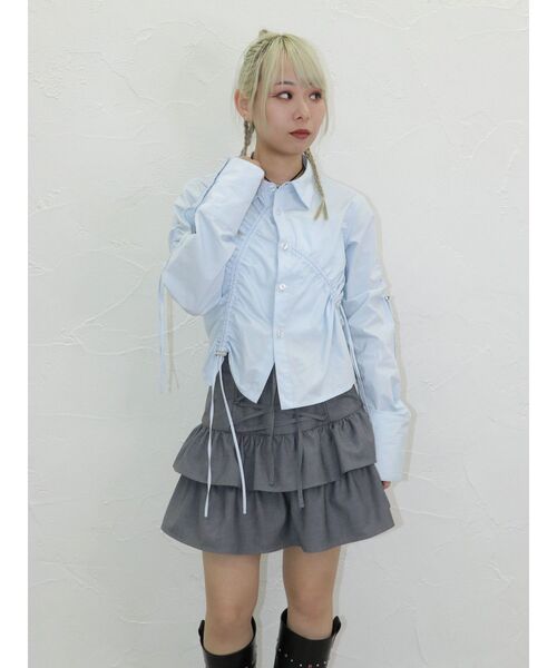 jouetie（ジュエティ）の「レースアップティアードミニスカパン【セットアップ対応】卒業式 入学式（スカート・レディース・ピンク/グレー/ネイビー/ブラック/ベージュ・MEDIUM）」の13枚目の写真